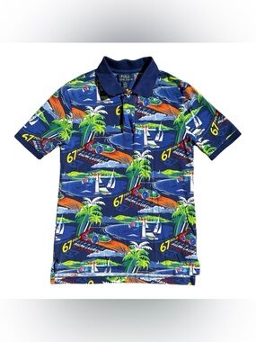 Polo Ralph Lauren Tropical Race Cars Graphic Polo Shirt Blue